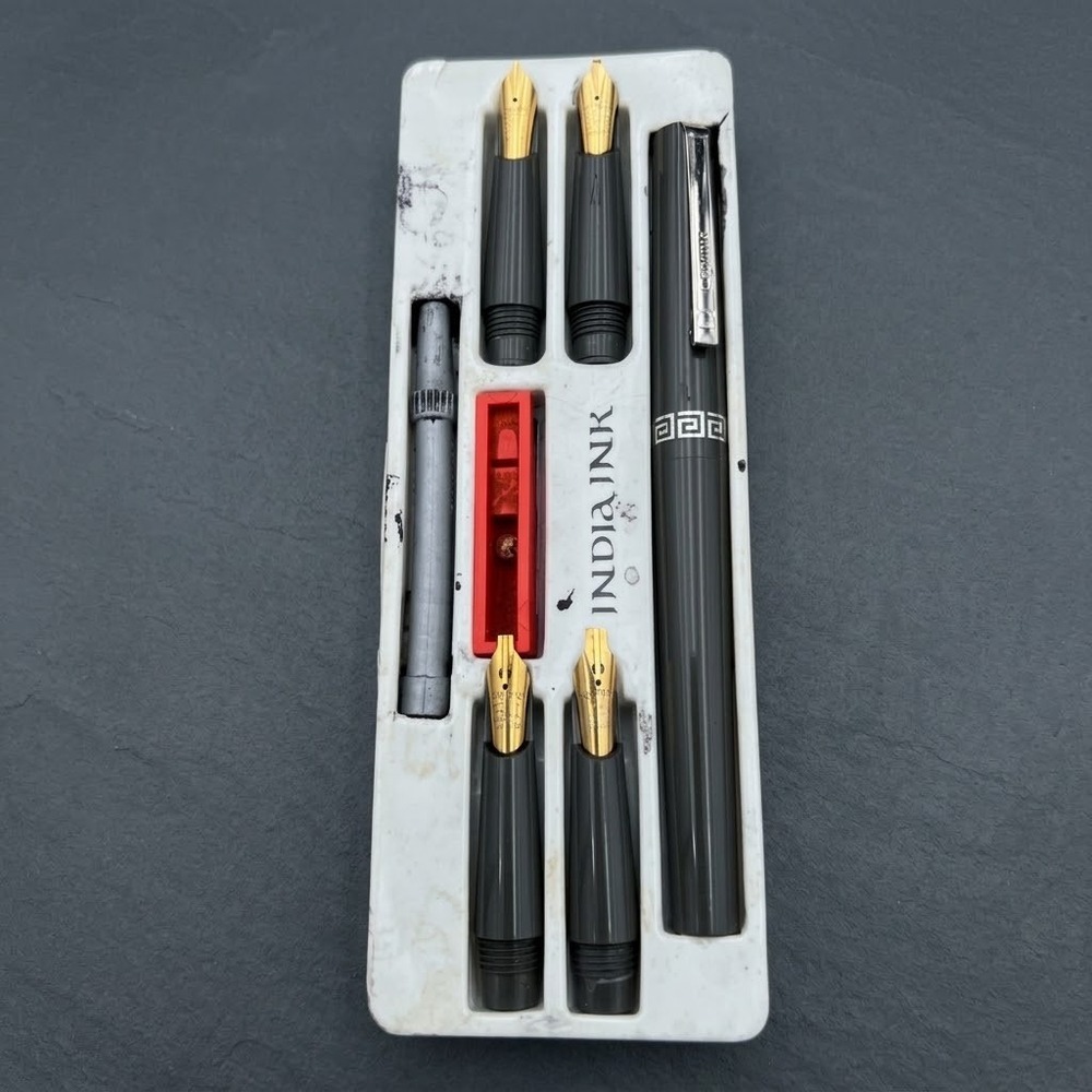 Vintage Osmroid India Ink Calligraphy Fountain Pen Special Copperplate Set 4 Nib